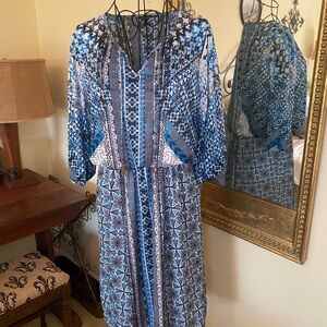 Blue Patterned Women's Dress boho